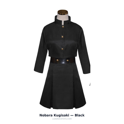 Nobara Kugisaki cosplay uniform black - cropped top, pleated skirt, belt and pouch bag