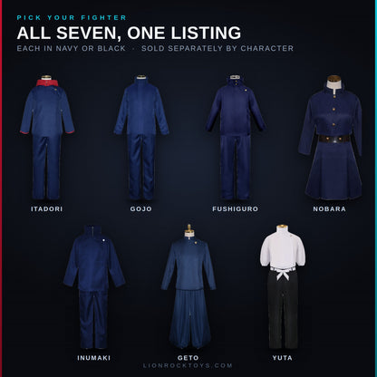 All seven characters in one listing - Itadori Gojo Fushiguro Nobara Inumaki Geto Yuta