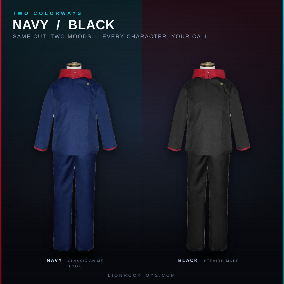 Navy and black colorway comparison - Yuji Itadori uniform