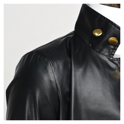 Close-up of the stand collar and gold buttons