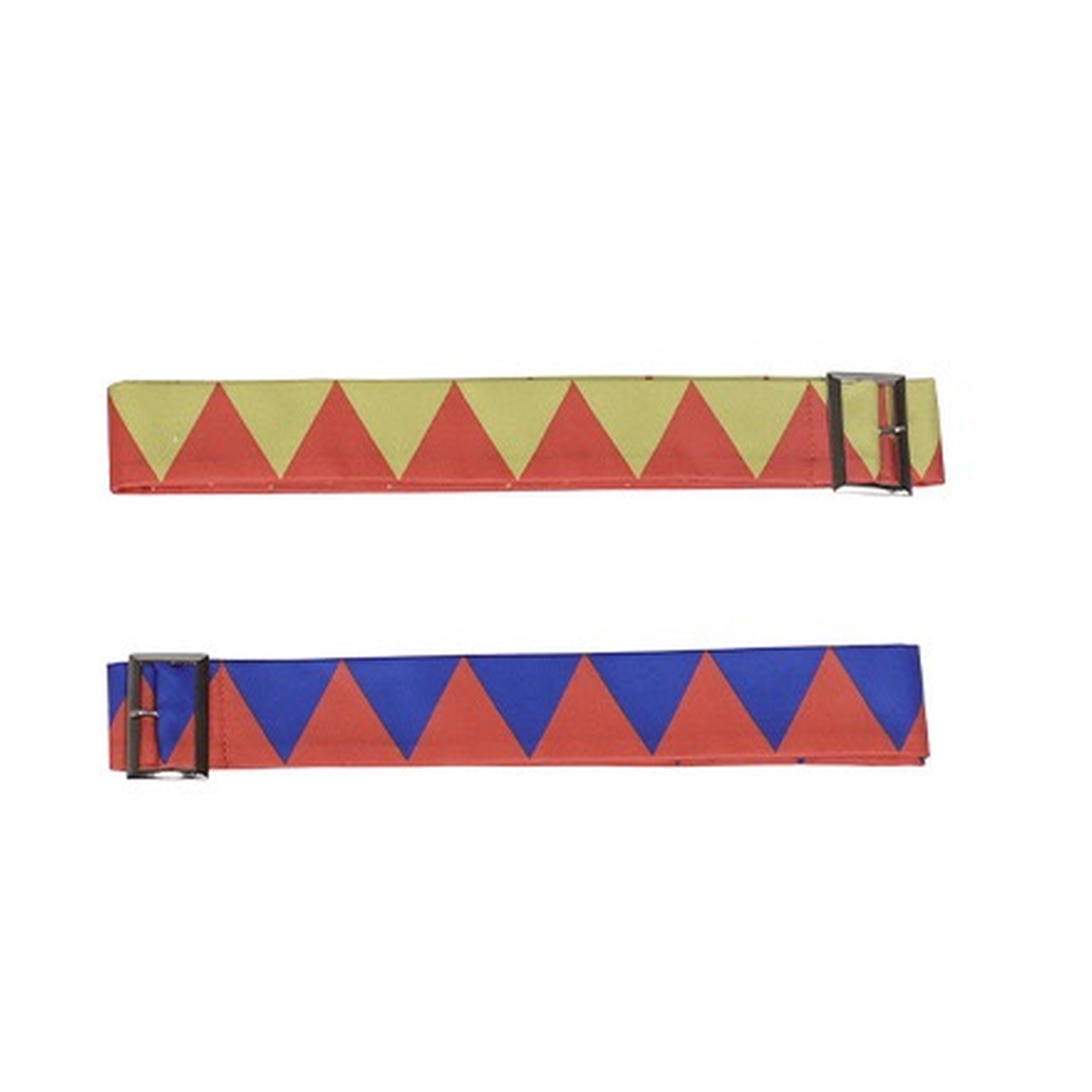 Close-up of the two patterned belts