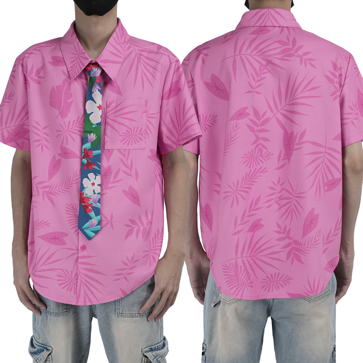 Nick: Pink shirt & tie — costume clothing, view 1