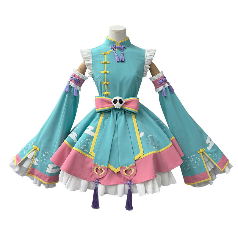 Nene: Teal layered dress — costume clothing, view 1