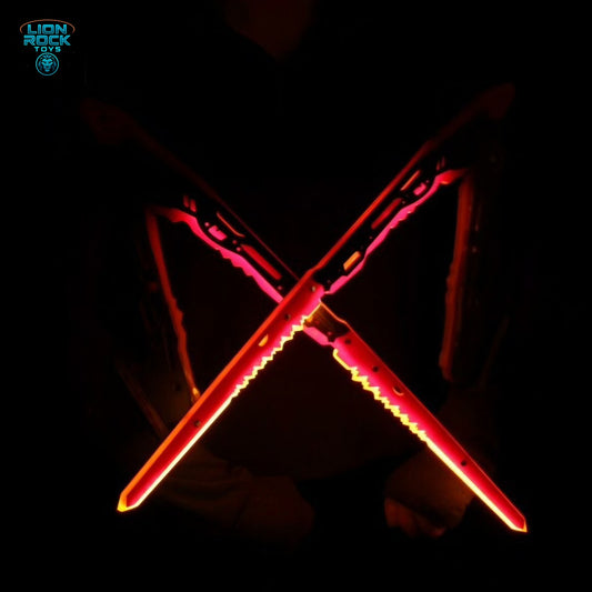 Light-Up Arm Blade Prop Pair — Extending Neon Claw Cosplay Gauntlet, Glowing Cyber Blades