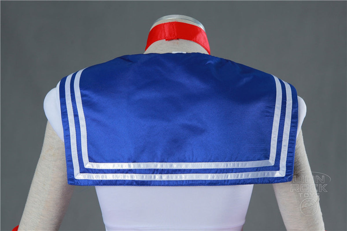 Blue sailor collar with white stripes - back close up