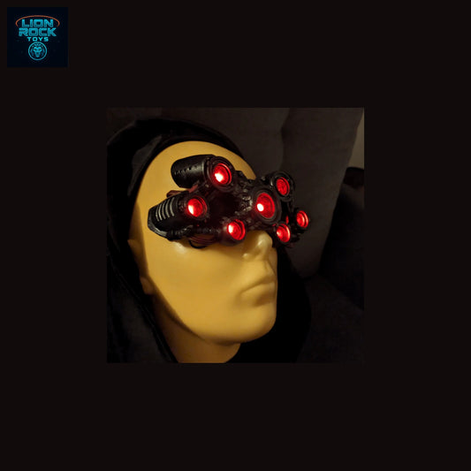Multi-Lens Light-Up Cyber Visor — Glowing Optics Cosplay Headpiece, LED Eye Rig