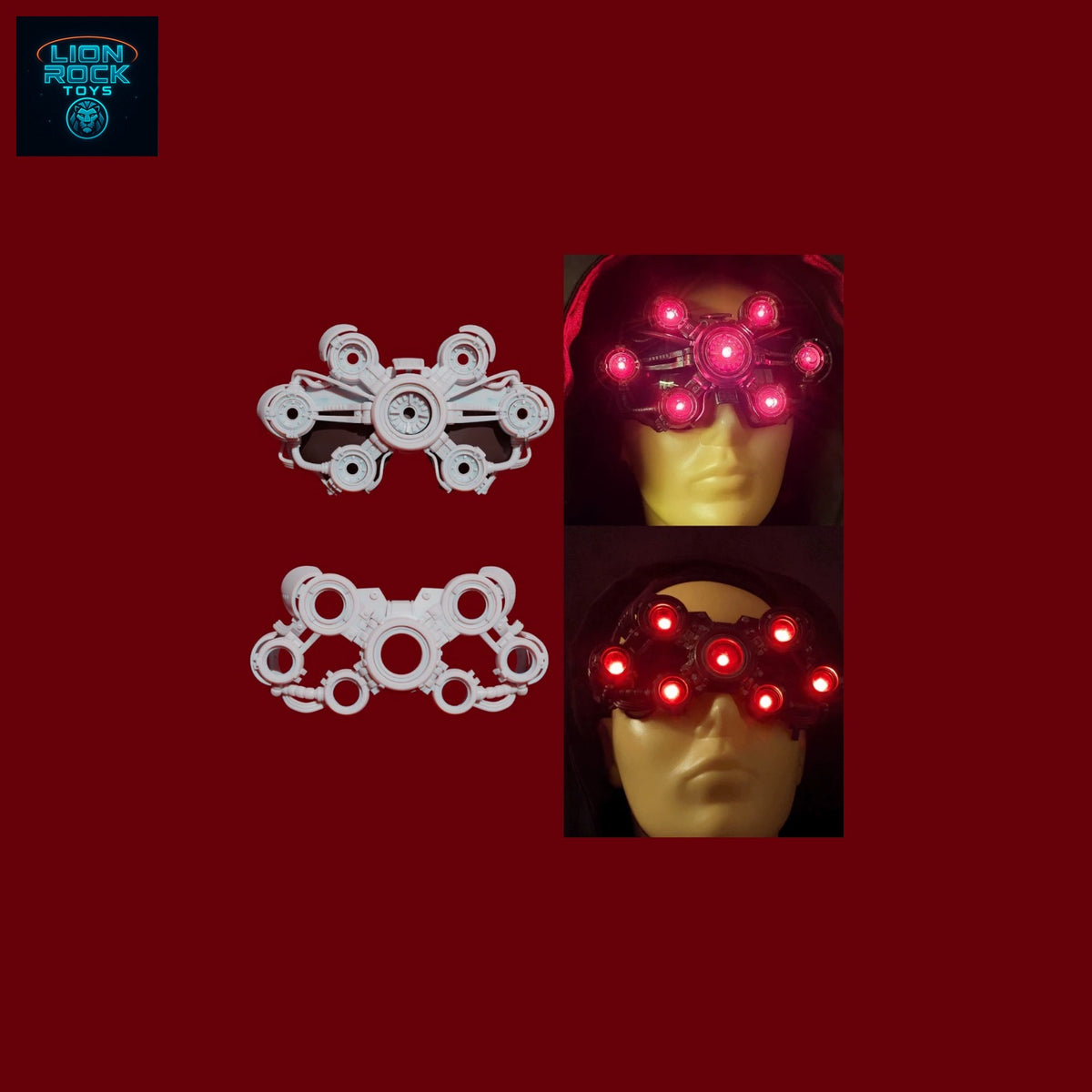 Multi-Lens Light-Up Cyber Visor — Glowing Optics Cosplay Headpiece, LED Eye Rig