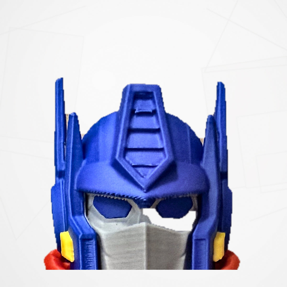 Close-up of the helmet, antennae and silver face mask
