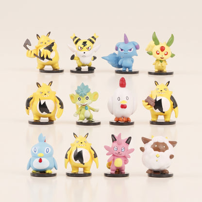 All 12 Palworld figures in three rows on a clean off-white studio background