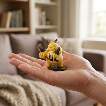 One 7 cm Palworld figure held on an adult palm to show its size