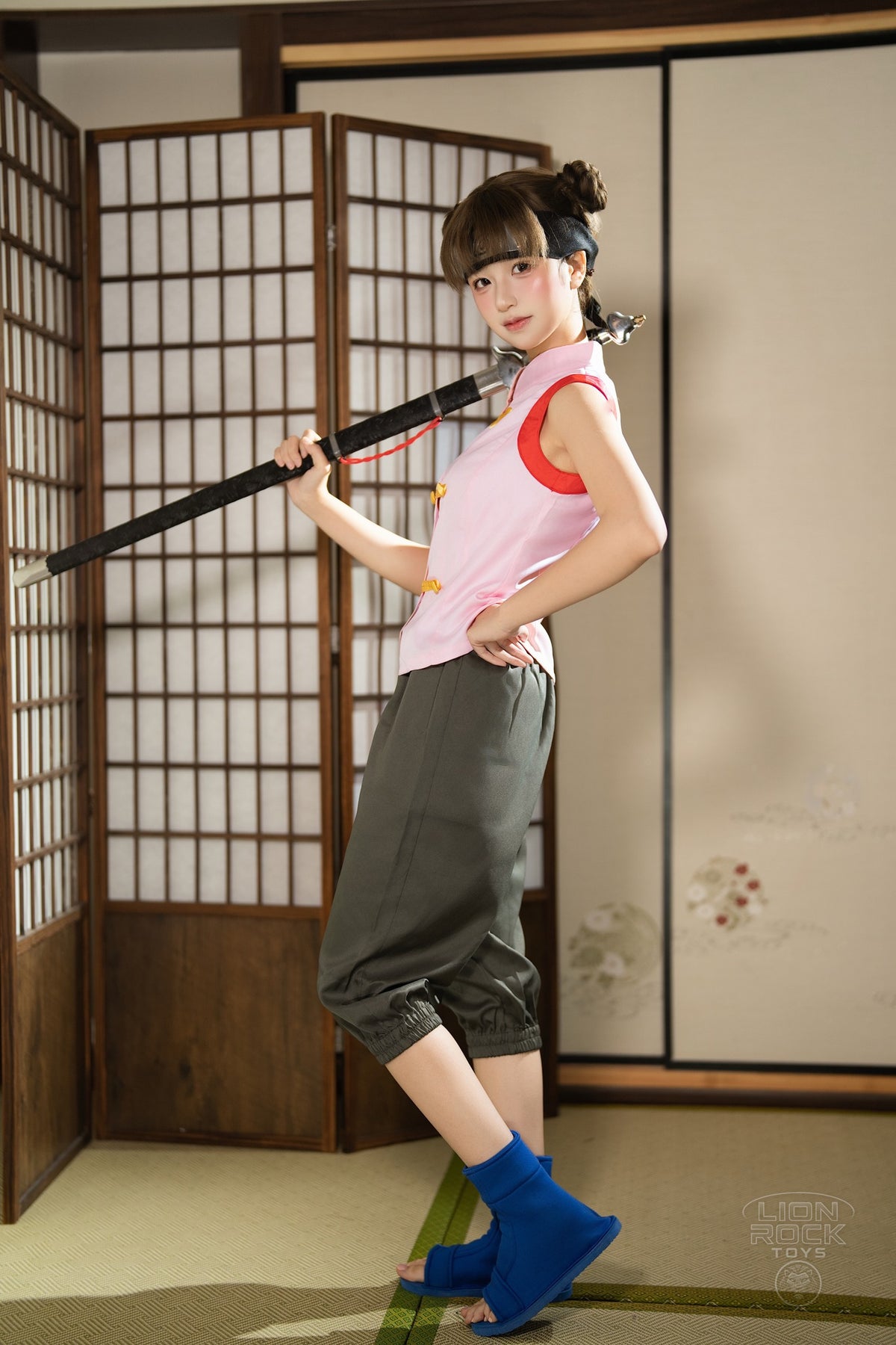 Pink mandarin-collar kunoichi cosplay set - photo 2
