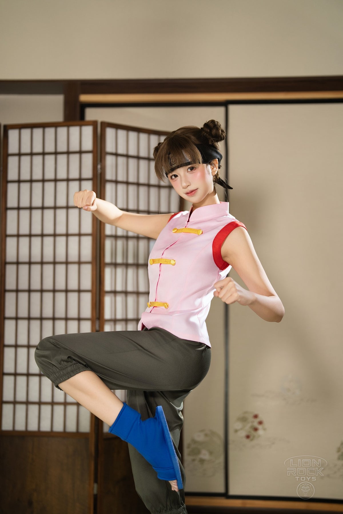Pink mandarin-collar kunoichi cosplay set - photo 3
