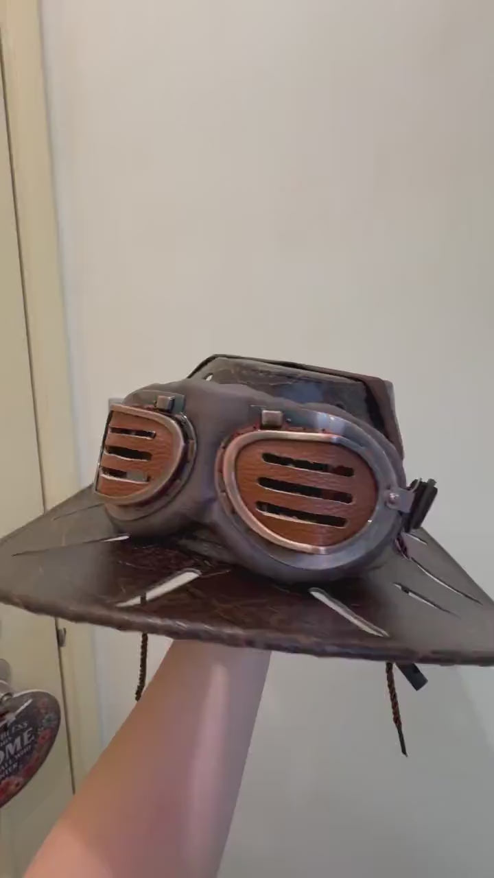 CUSTOM MADE: Real Cowhide Leather Executioner’s Hat - Professional Artisan Tailoring 22-Slot Ventilated Western Hat  Premium Leather Goggles