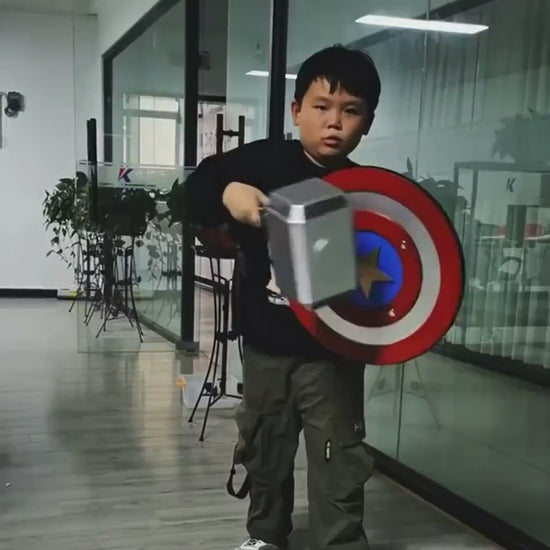 Thor Hammer & Captain America Shield Cosplay Set – PU Foam Superhero Prop Replica | Halloween Costume Accessory Gift