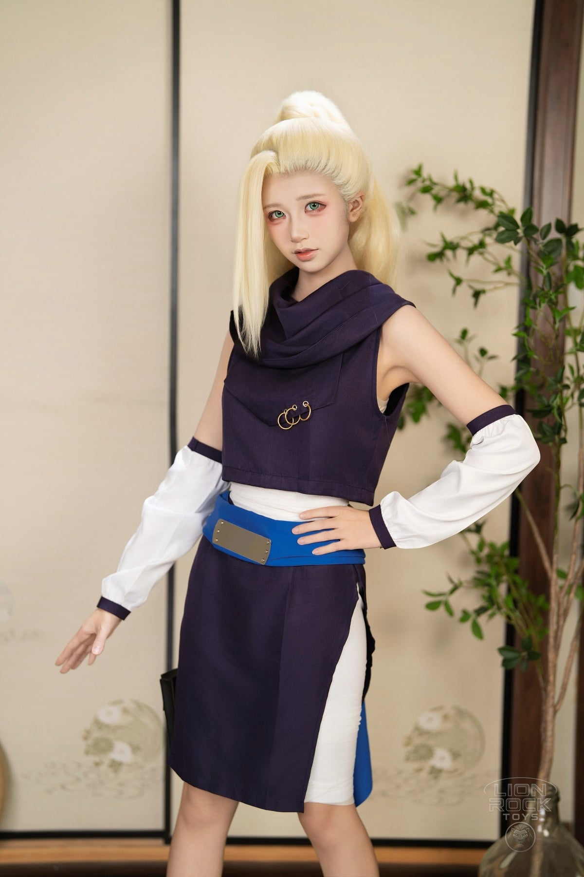Purple cowl-neck kunoichi cosplay set - photo 2