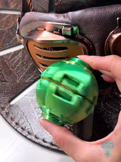 Steel Ball spinning in front of Gyro Zeppeli cowboy hat with metal jaw plate