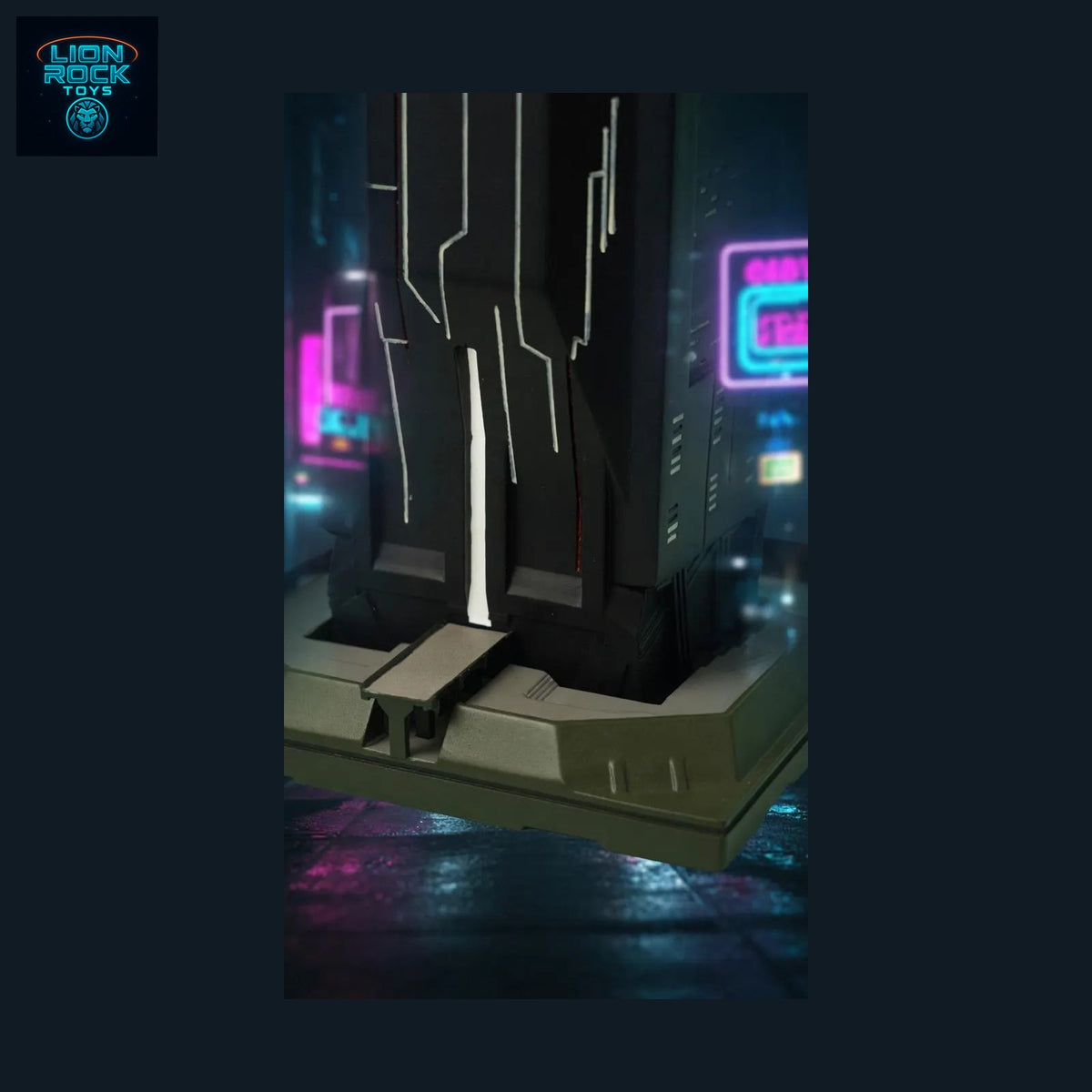 Cyberpunk Monolith Desk Sculpture — Neon-City Tower Relic Display Piece