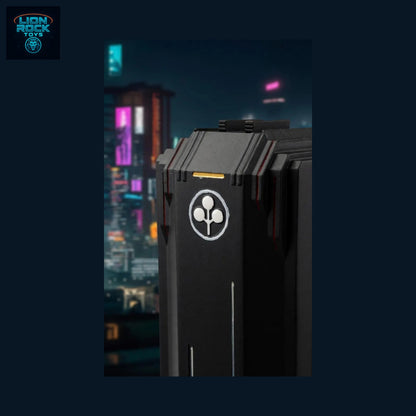 Cyberpunk Monolith Desk Sculpture — Neon-City Tower Relic Display Piece