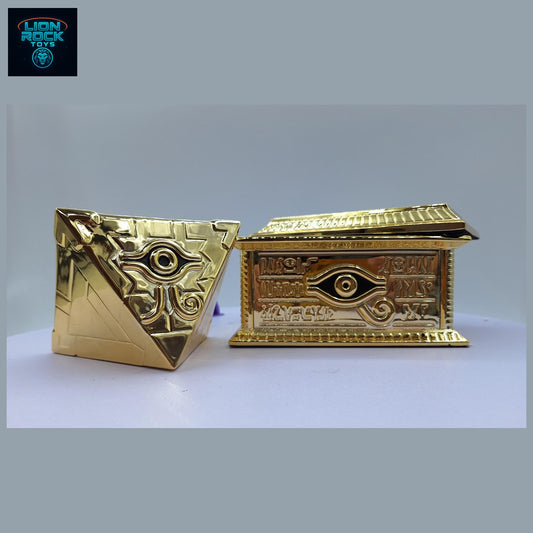 Electroplated Gold Pyramid Puzzle Pendant with Hieroglyph Treasure Box — Duelist Collector Set