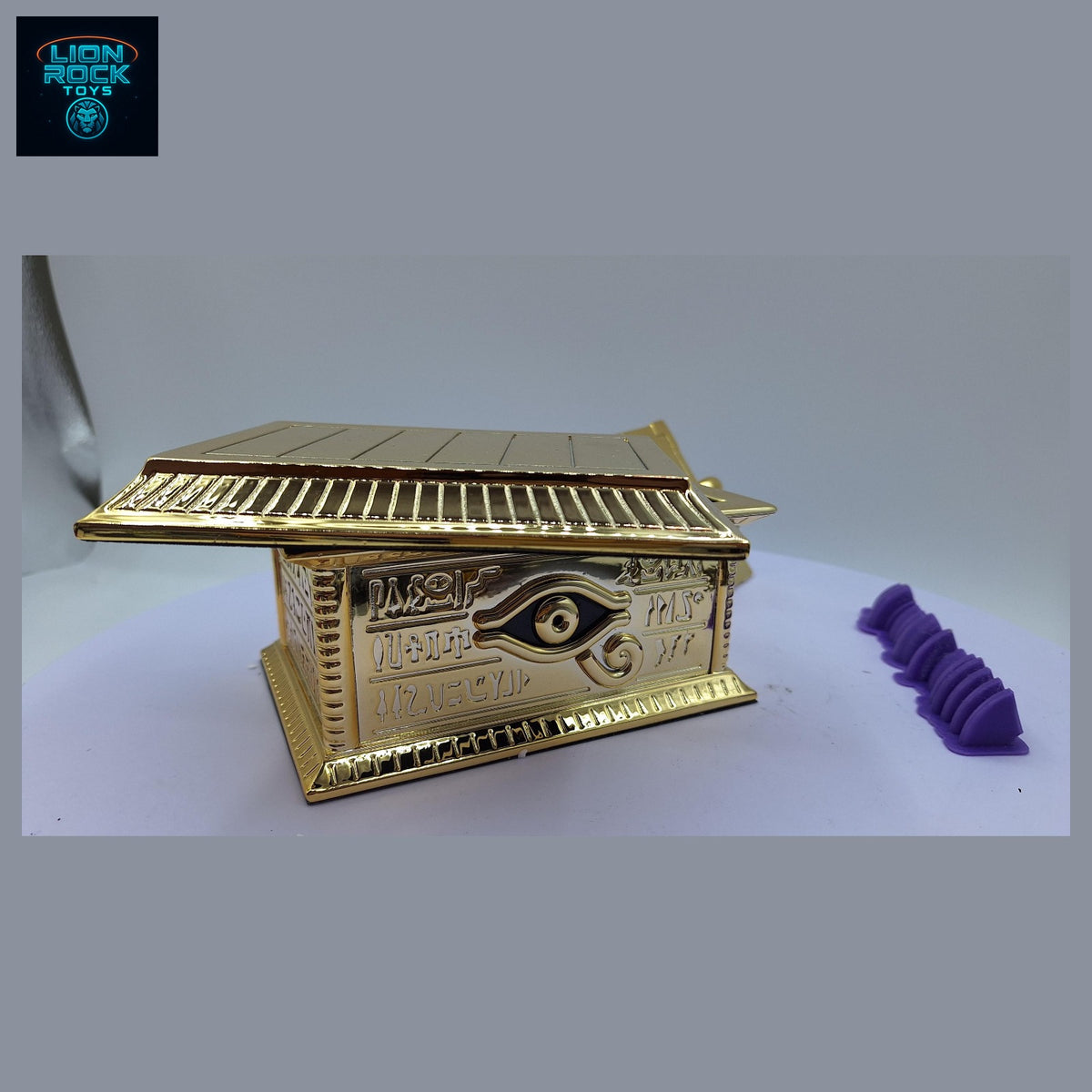 Electroplated Gold Pyramid Puzzle Pendant with Hieroglyph Treasure Box — Duelist Collector Set
