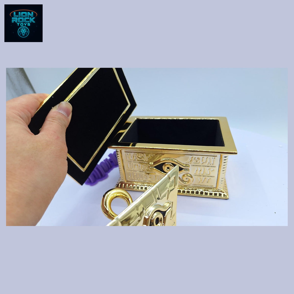 Electroplated Gold Pyramid Puzzle Pendant with Hieroglyph Treasure Box — Duelist Collector Set